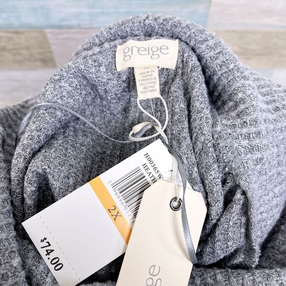 GREIGE Soft Ribbed Cowl Neck Dress Gray Lounge Comfort Womens Plus Size 2X - Picture 6 of 7